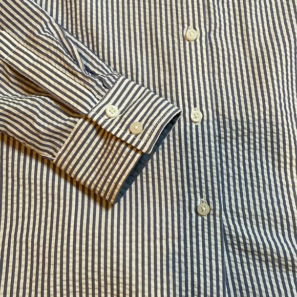 TOMMY HILFIGER Blue Chambray Stripe Button Down Too Shirt Small Spring July 4th - Picture 5 of 5